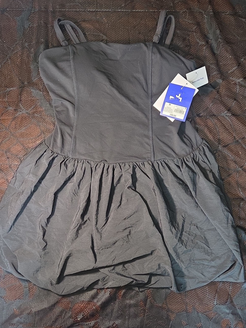 JoyLab Women's Black Bubble Hem Active Dress With Built In Shorts - Medium